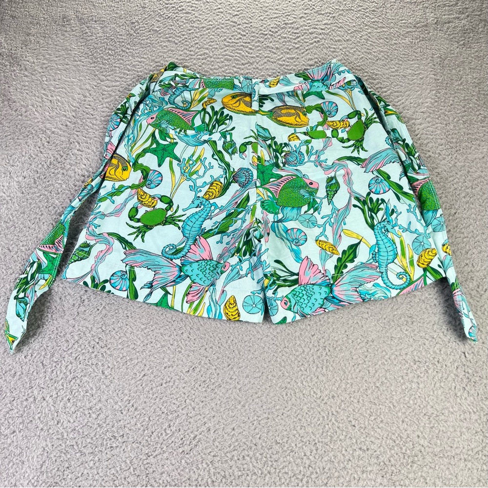 Kate Spade Shorts Womens 2 Blue Under The Sea Tie Waist in Low Tide High Rise - Picture 2 of 9